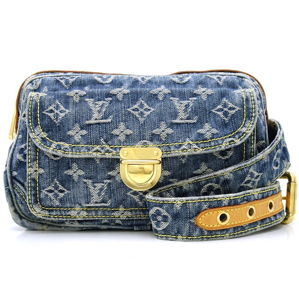 Louis Vuitton Monogram Denim Bum Bag Body Bag Blue